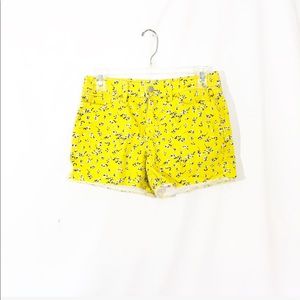 OLD NAVY YELLOW FLORAL CUT OFF SHORTS